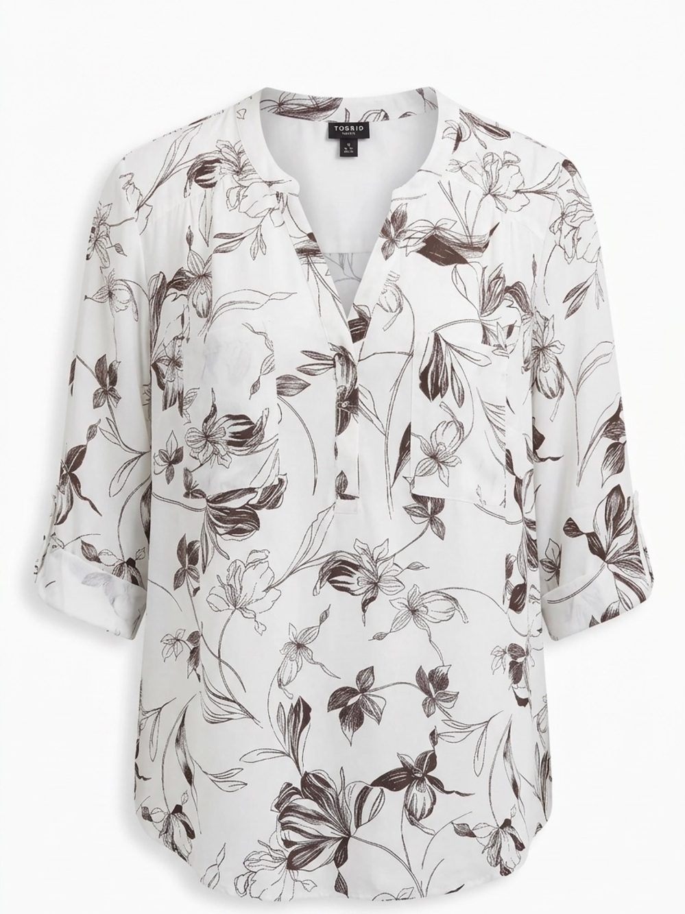 Torrid Harper White Brown Floral Blouse Top Size 2 2X NWT